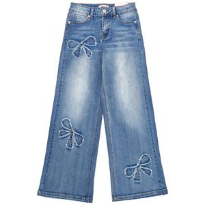 Girls(7-16) 1st Kiss(R) Wide Leg Bow Patch Jeans