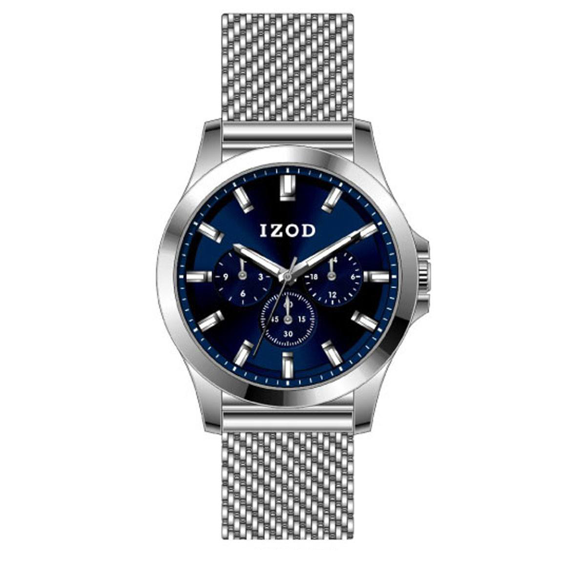 Mens IZOD(R) Silver Mesh Band/Blue Dial Watch - IZO5451RO