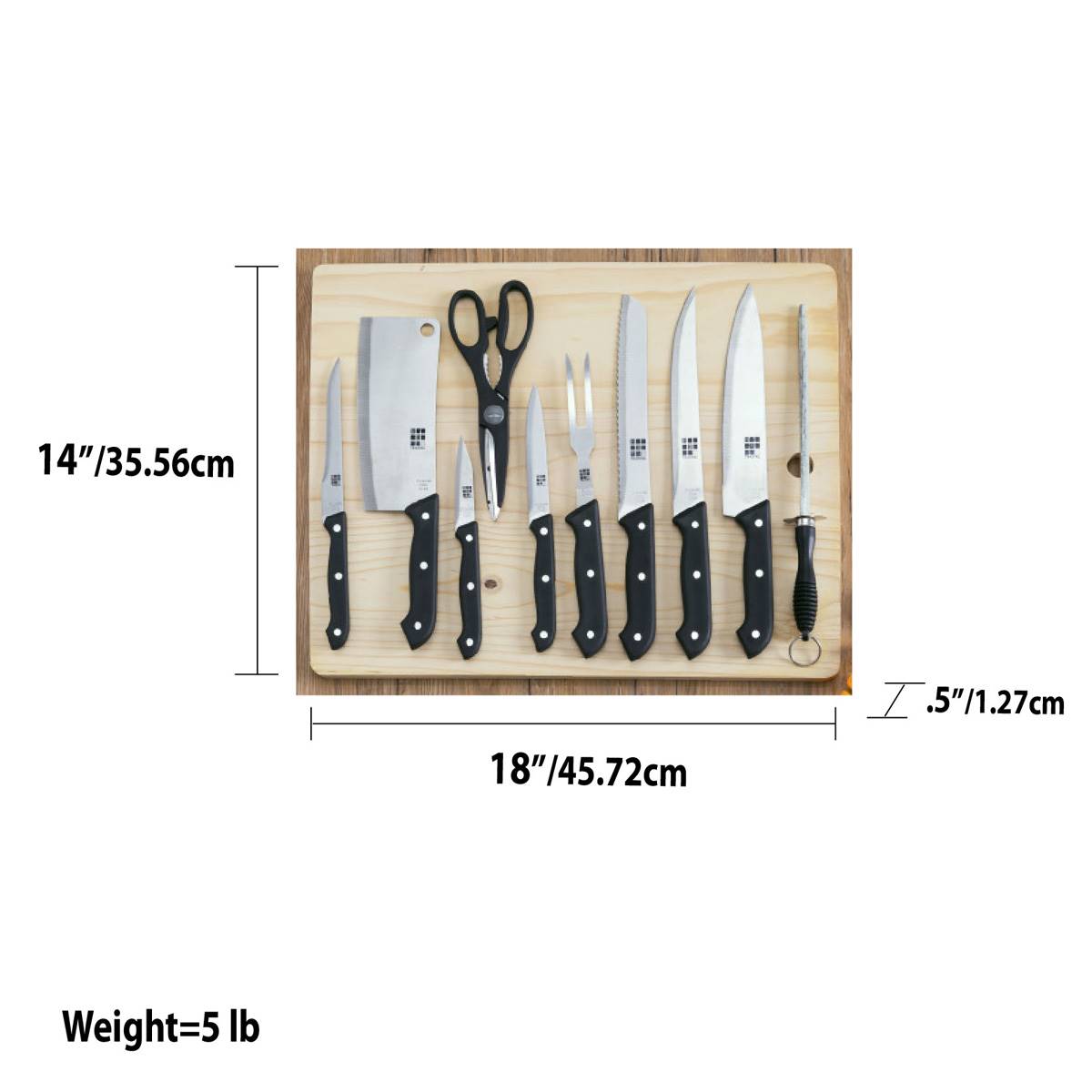 Home Basics 10pc. Knife Set With Cutting Board