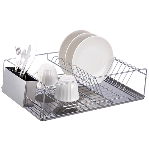 Home Basics Chrome Plated Steel Dish Rack & Tray