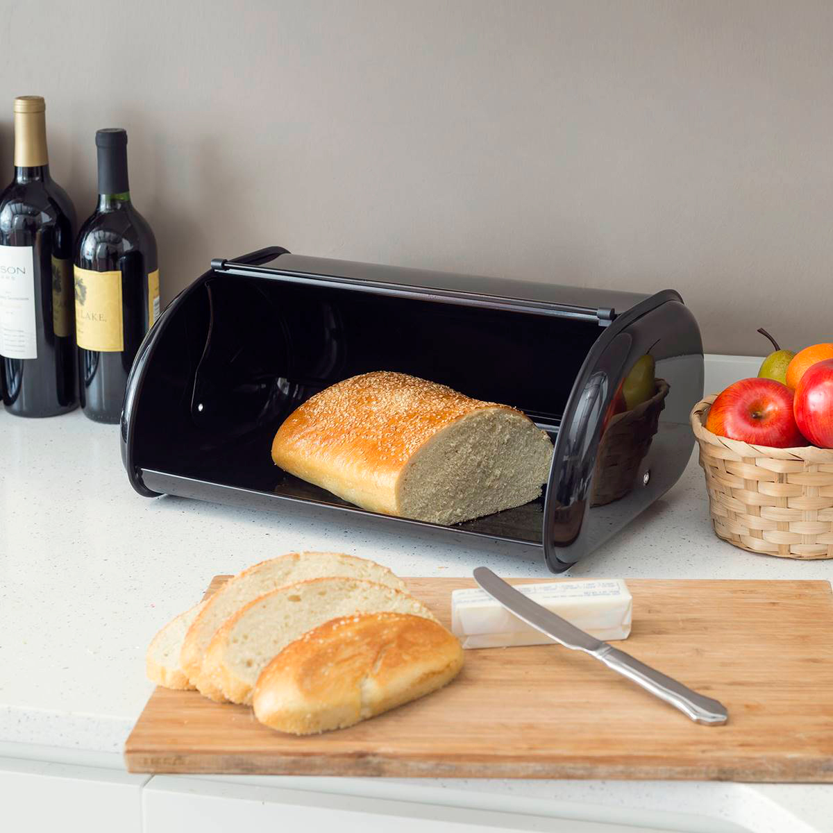 Home Basics Roll Up Lid Bread Box