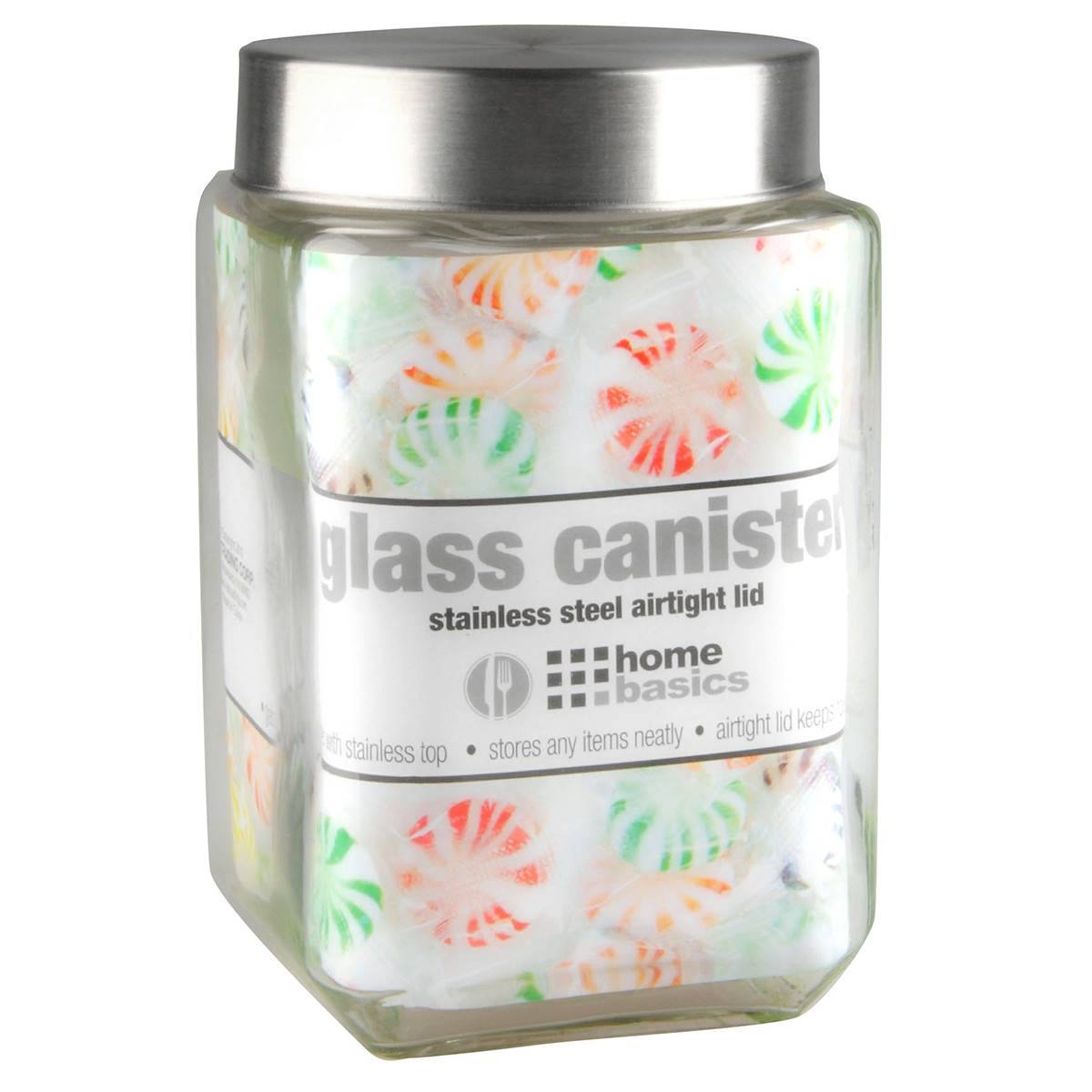 Home Basics 56oz. Square Glass Canister