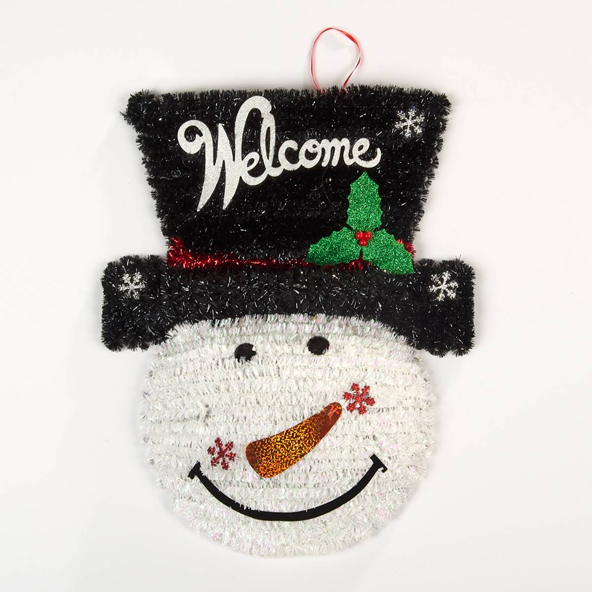 19in. Tinsel Snowman Head Hanging Decoration