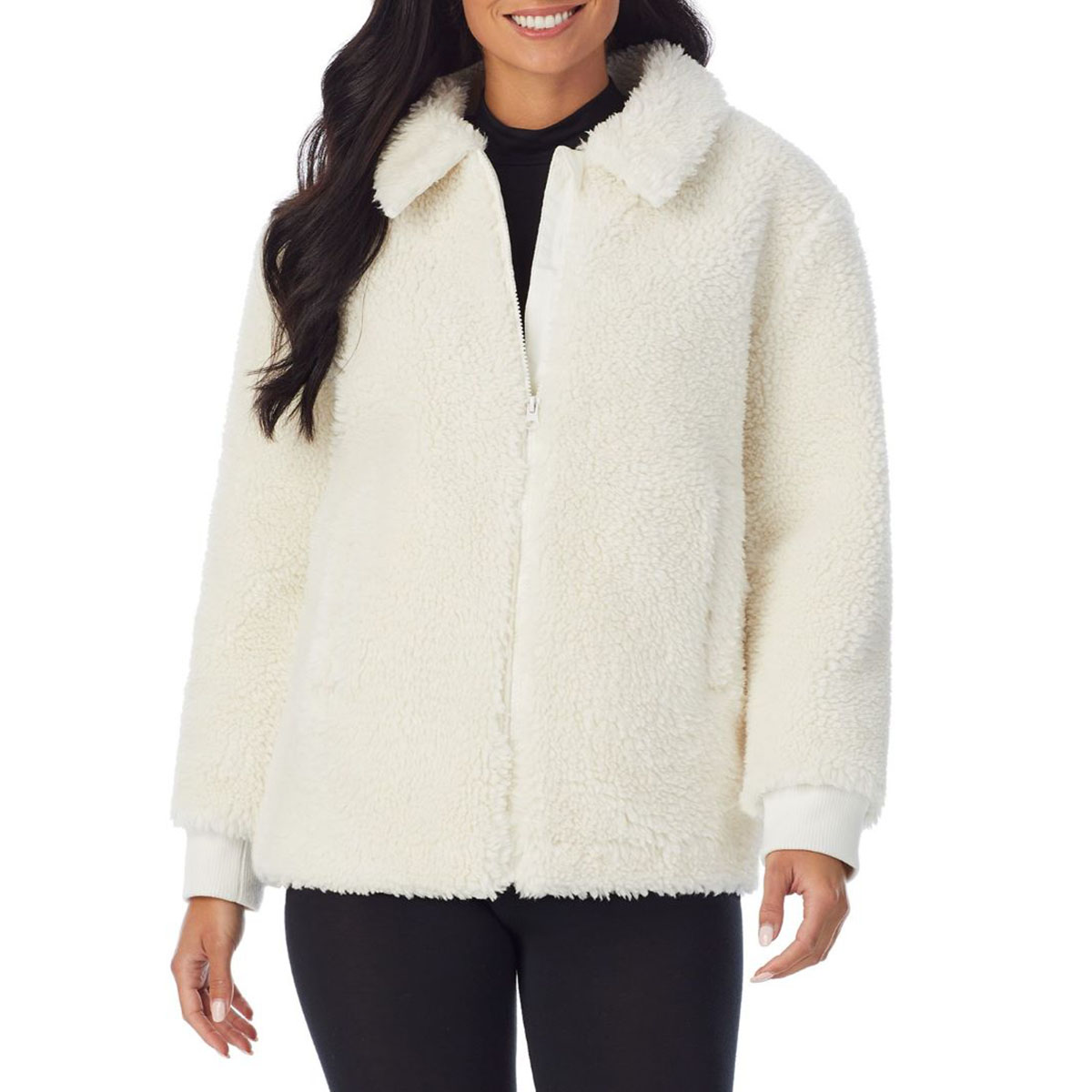 Womens Cuddl Duds(R) Sherpa Bomber Jacket