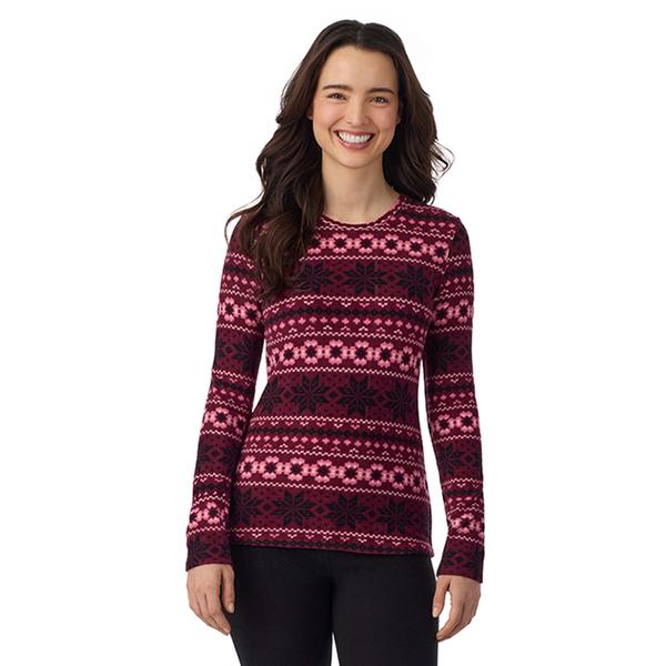 Womens Cuddl Duds(R) Fair Isle Fleecewear Long Sleeve Top