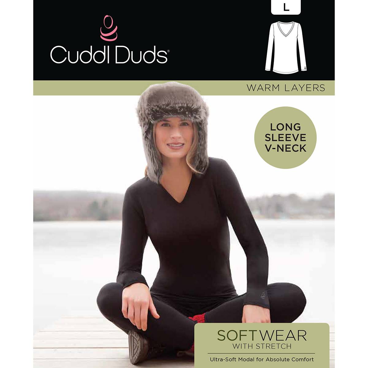 Womens Cuddl Duds(R) Softwear W/Stretch Long Sleeve Thermal Top