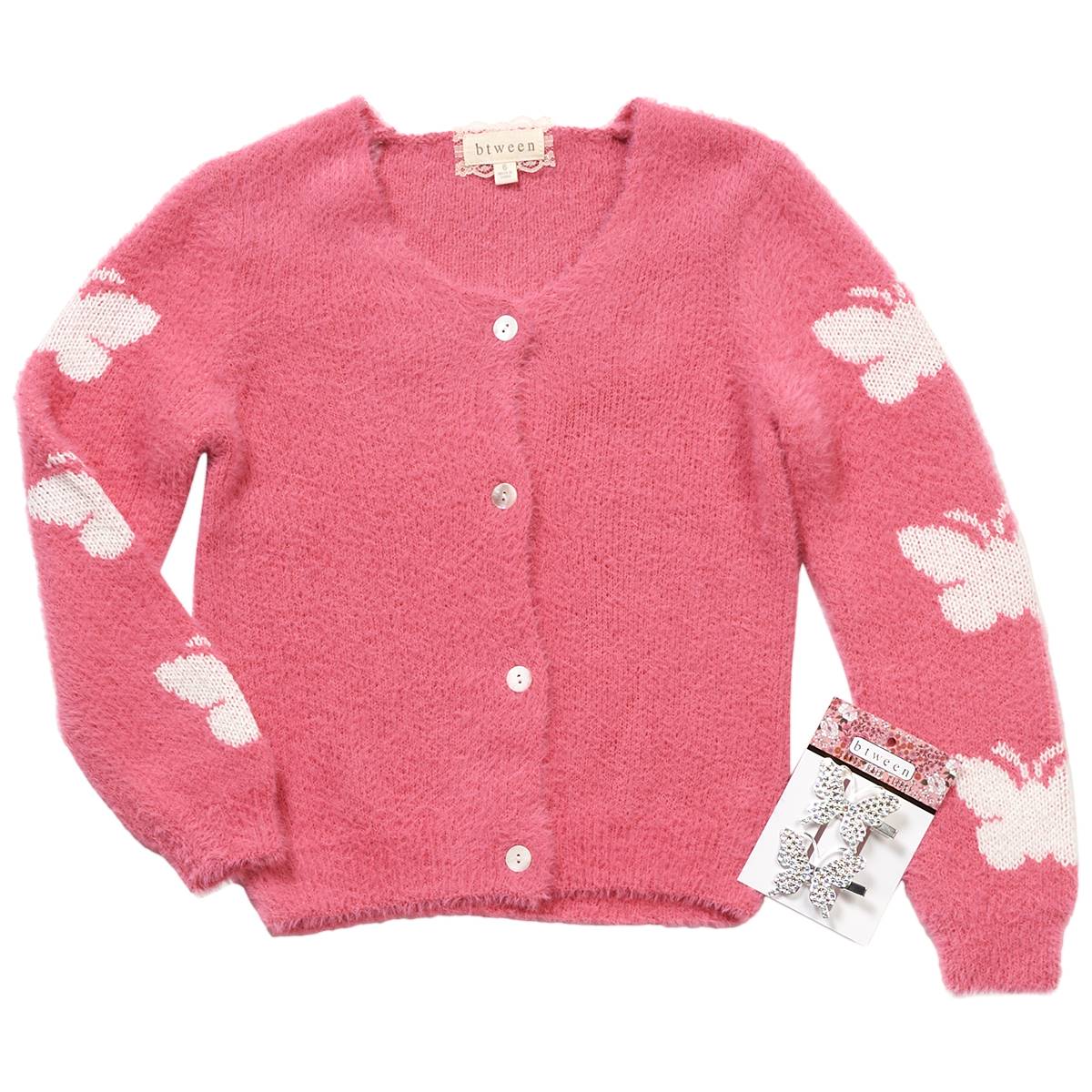 Girls (4-6x) BTween(R) Eyelash Butterfly Sleeve Cardigan