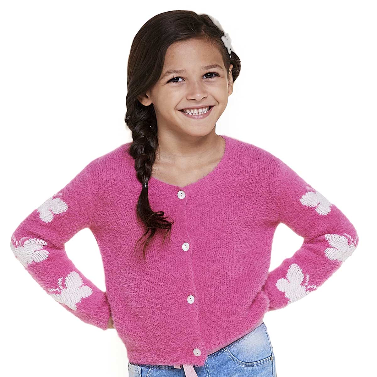 Girls (4-6x) BTween(R) Eyelash Butterfly Sleeve Cardigan