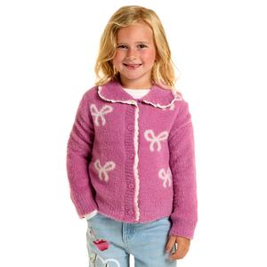 Girls (4-6x) BTween(R) Bow Cardigan w/ Crochet Trim