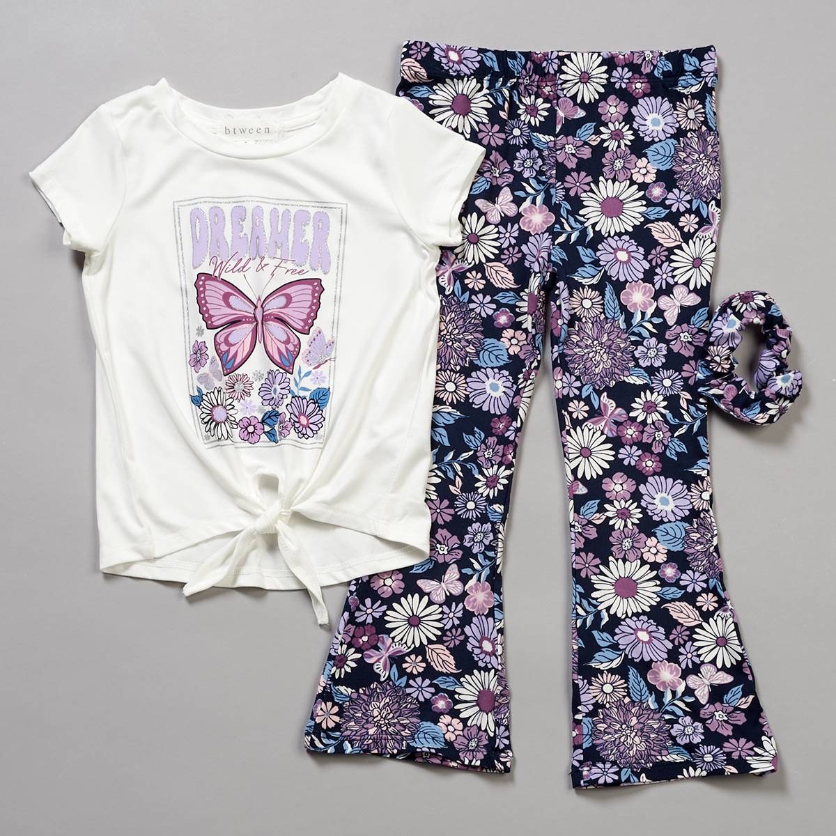 Girls (4-6x) BTween(R) Dreamer Tie Front Top/Floral Flare Leggings