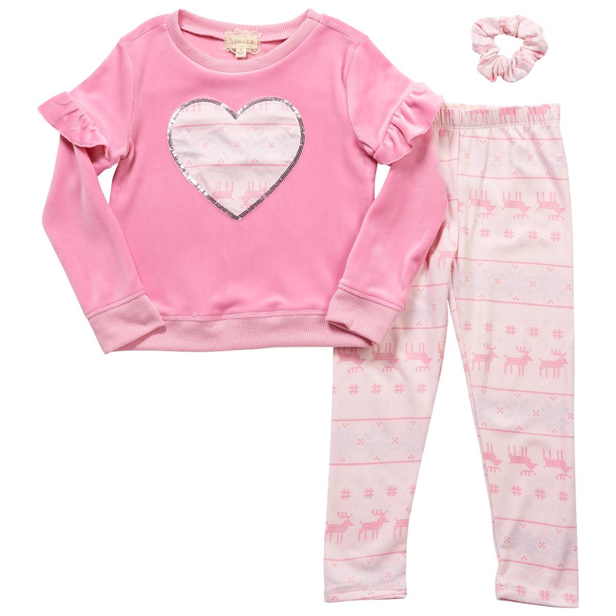 Girls (4-6x) BTween(R) Heart Top & Reindeer Leggings Set