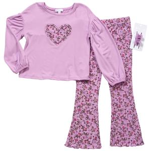 Girls (4-6x) BTween(R) Balloon Sleeve Heart Top & Flare Leggings