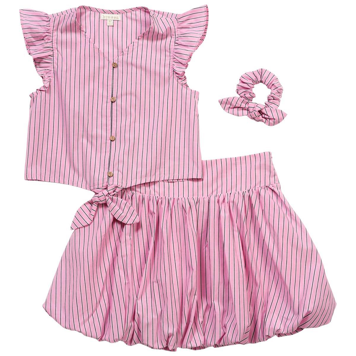 Girls 7-14 BTweenR Striped Flutter Sleeve Top Bubble Skirt 10$