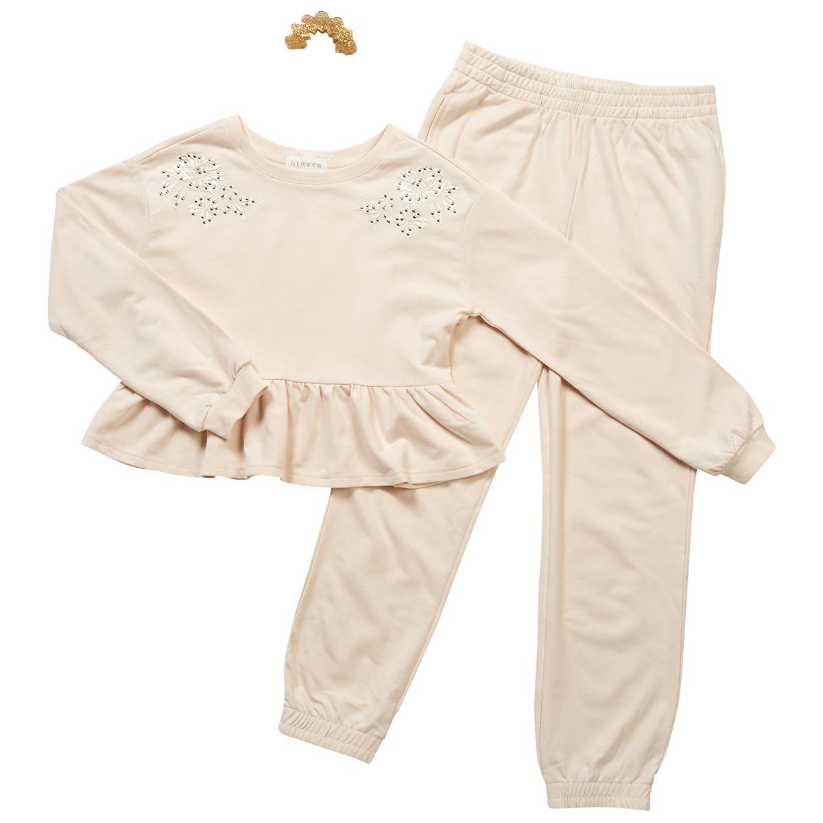 Girls (7-12) BTween(R) Floral Embroidered Sweatshirt & Joggers