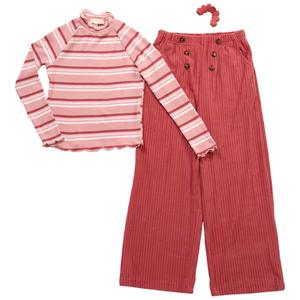 Girls (7-12) Btween(R) Striped Top & Wide Leg Ribbed Pants Set