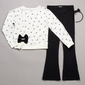 Girls (7-12) BTween(R) Bow Split Hem Sweatshirt & Flare Leggings