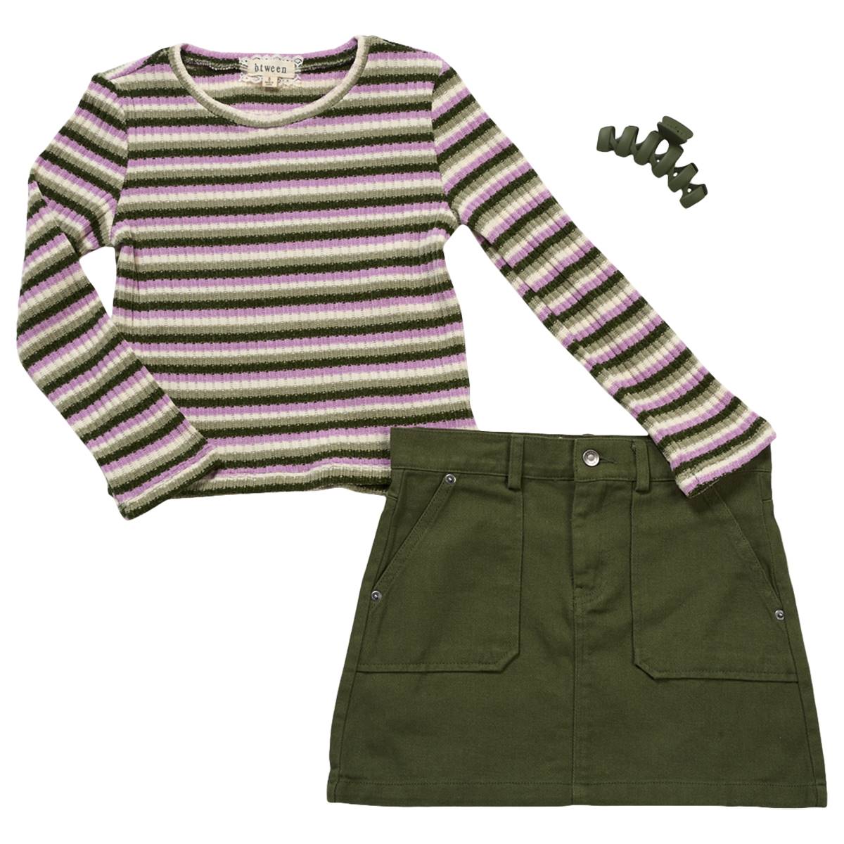 Girls (7-12) BTween(R) Stripe Top & Cord Set