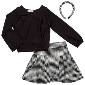 Girls (7-16) BTween(R) Knit Top & Houndstooth Jacquard Skirt Set