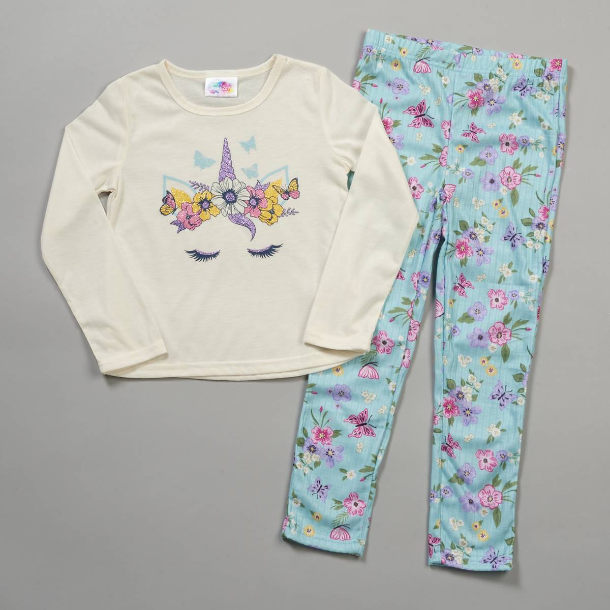 Girls (7-12) Bmagical Unicorn Top & Flare Rib Pajama Set