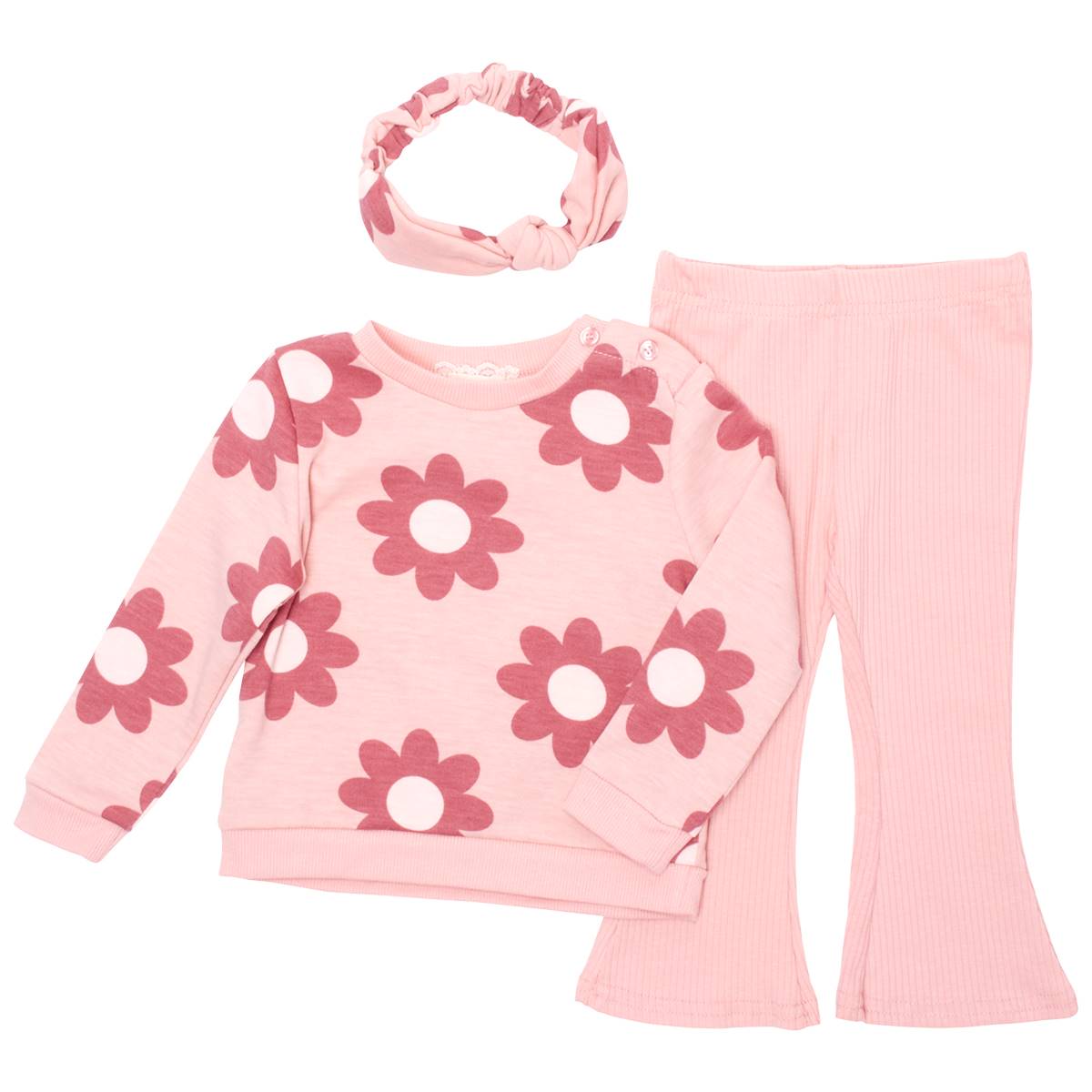 Baby Girl (12-24M) BTween(R) Flower Sweatshirt & Flared Leggings