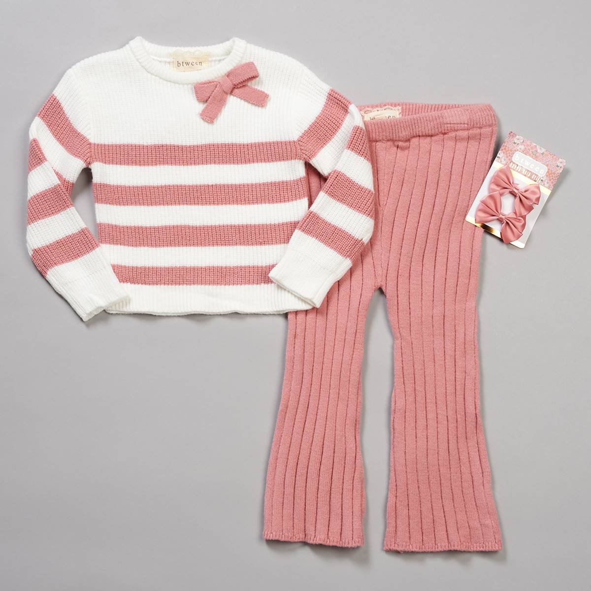 Toddler Girl BTween(R) Stripe Sweater & Rib Flare Sweater Leggings