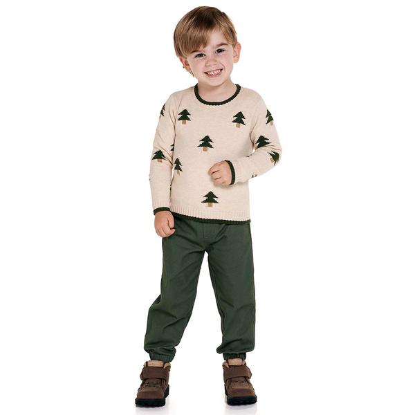 Toddler Boy Stitch & Stone Tree Sweater & Twill Joggers Set