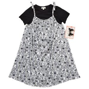 Girls (7-12) BTween(R) Short Sleeve Ribbed Tee w/ Floral Jumper