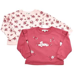 Girls (7-12) BTween(R) 2pk. Fleece Lined Love/Floral Sweatshirts