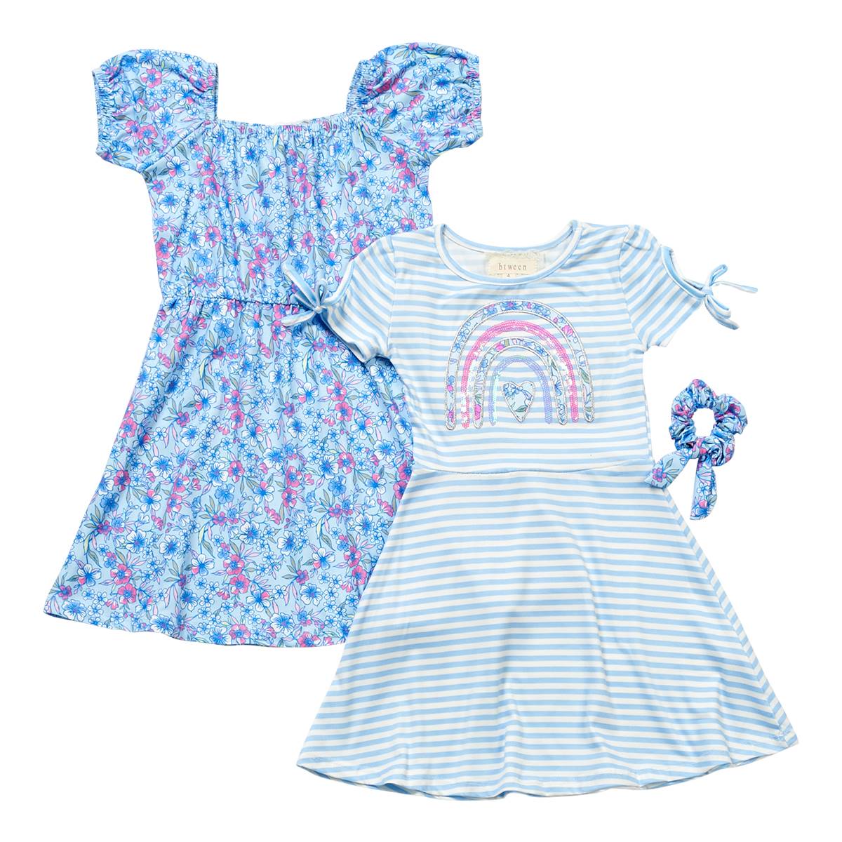 Girls (4-6x) BTween(R) 2pk. Floral & Striped Yummy Skater Dresses