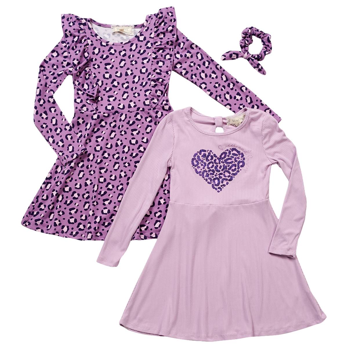 Girls (4-6x) BTween(R) 2pk. Heart Rib & Leopard Skater Dresses