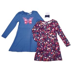 Girls (4-6x) BTween(R) 2pk. Long Sleeve Floral Bow Back Dresses