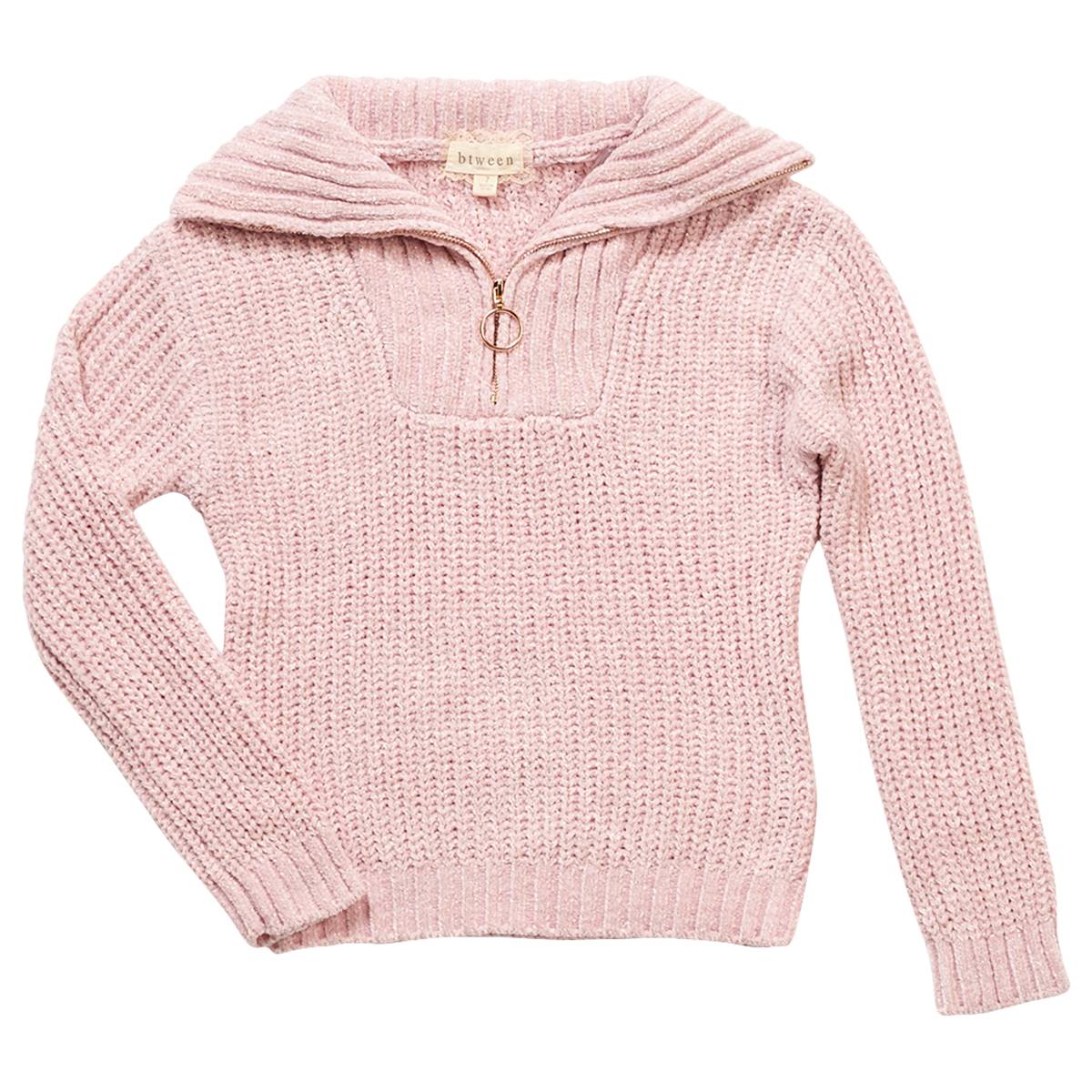 Girls (7-12) BTween(R) Zip Up Cowl Neck Chenille Sweater