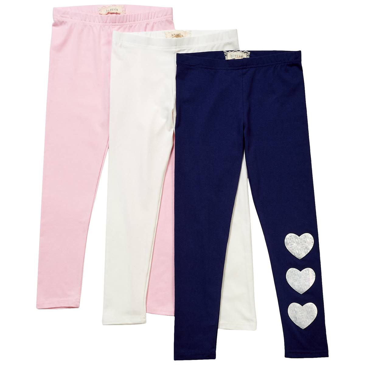 Girls (7-12) BTween(R) 3pk. Solid & Heart Leggings