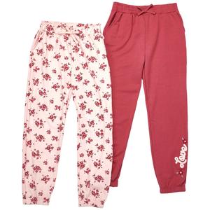 Girls (7-12) BTween(R) 2pk. Fleece Lined Love/Floral Joggers alternate view