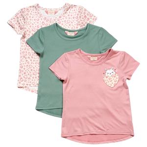 Girls (4-6x) Bkind 3pk. Heart Cat/Solid/Leopard Tops