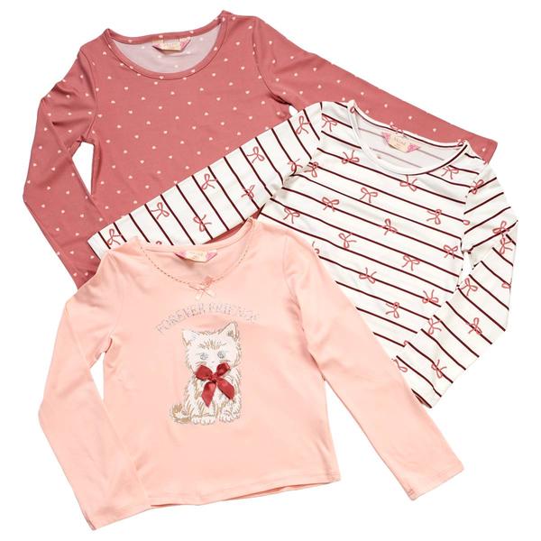 Girls (4-6x) BTween(R) 3pk. Cat BFF/Stripes/Hearts Long Sleeve Tops