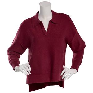 Juniors Pink Rose Oversized Polo Sweater