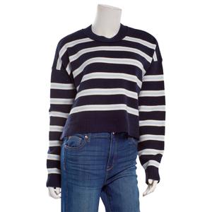 Juniors Pink Rose Stripe Wide Sleeve Side Slit Pullover Sweater alternate view
