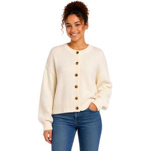 Juniors Pink Rose Exposed Seam Button Front Cardigan alternate view