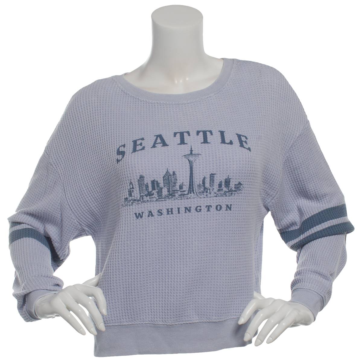 Juniors Pink Rose Seattle Graphic Thermal Tee