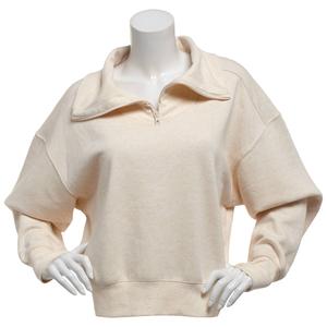 Juniors Pink Rose Marled Fleece Mock Neck Pullover Top