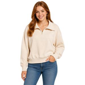 Juniors Pink Rose Marled Fleece Mock Neck Pullover Top alternate view