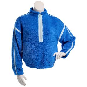 Juniors Pink Rose Sherpa Half Zip Contrast Trim Pullover alternate view