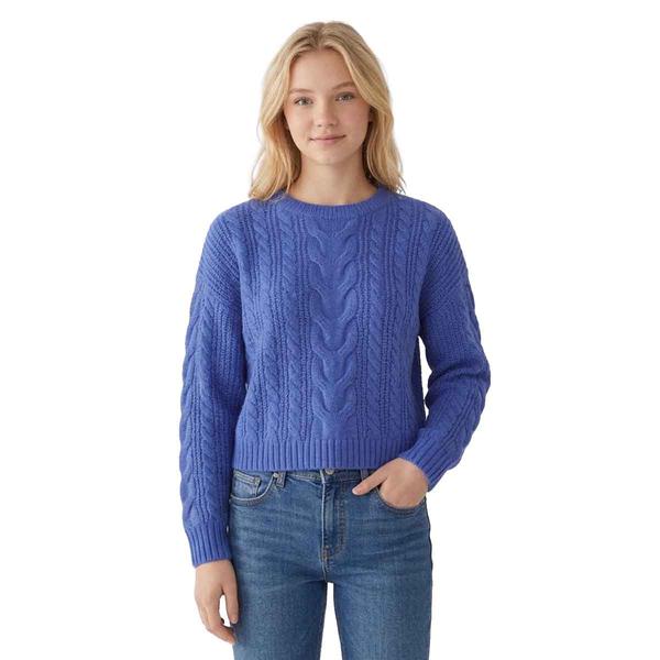 Juniors Pink Rose Mossy Cable Drop Shoulder Pullover Sweater