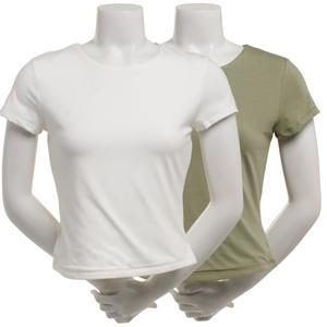 Juniors Pink Rose 2pk. Cotton Modal Crewneck Tees
