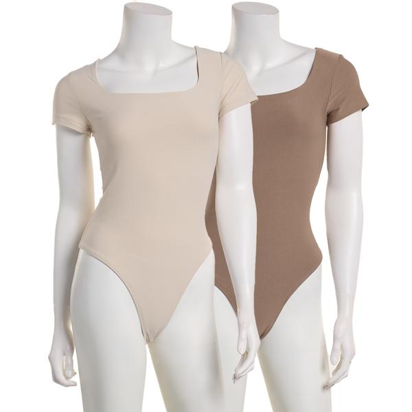 Juniors Pink Rose Short Sleeve 2pk. Jersey Square Neck Bodysuits