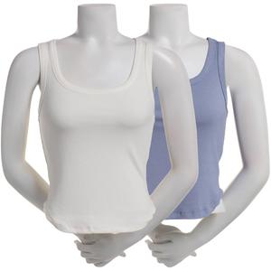 Juniors Pink Rose 2pk. Modal Spandex Ribbed Square Neck Tank Tops alternate view