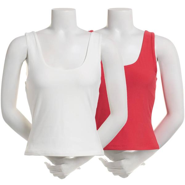 Juniors Pink Rose 2pk. Jersey Double Lined Scoop Neck Tank Tops