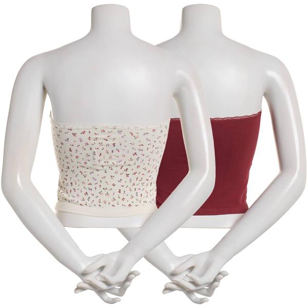 Juniors Pink Rose 2pk. Seamless Tube Top with Lace Trim alternate view