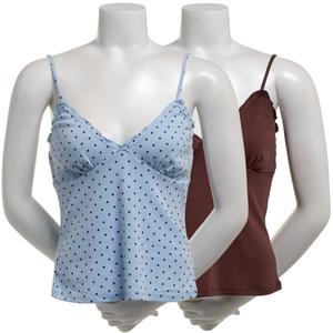 Juniors Pink Rose 2pk. Ribbed Babydoll Camisoles